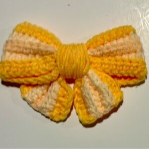 Yellow and Light Yellow Crochet Bow